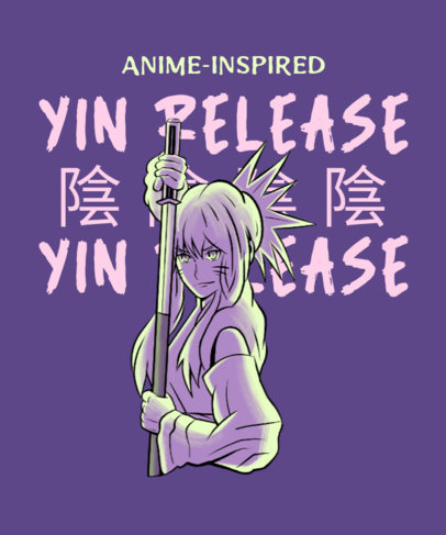 Cool T-Shirt Design Template with a Character Inspired by Naruto