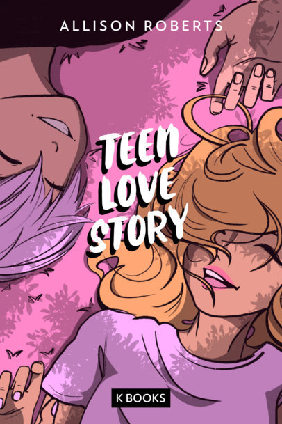Illustrated Book Cover Design Template for a Teenage Love Story