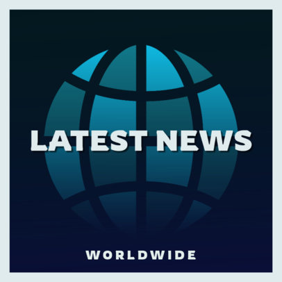 Podcast Cover Template for a World News Show Featuring Abstract Icons 4398e