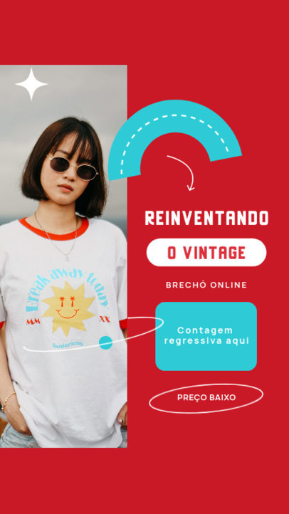 Instagram Story Creator for Vintage Clothing Stores with Portuguese Text 4037d-el1