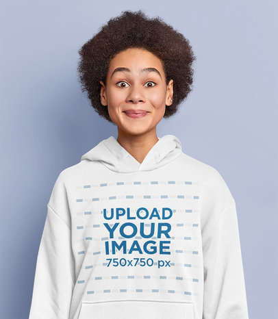 Hoodie Mockup Featuring a Silly Woman in a Studio