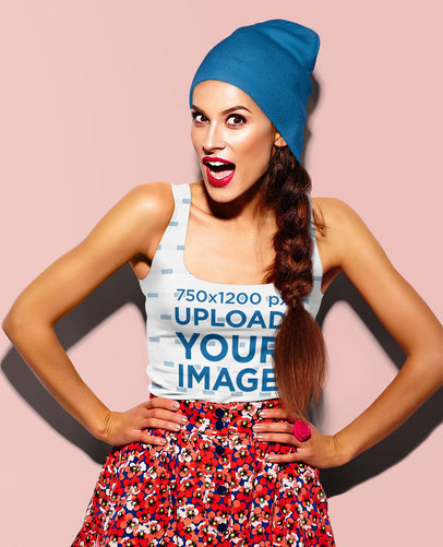 Tank Top Mockup of a Woman with a Surprised Facial Expression m7352-r-el2