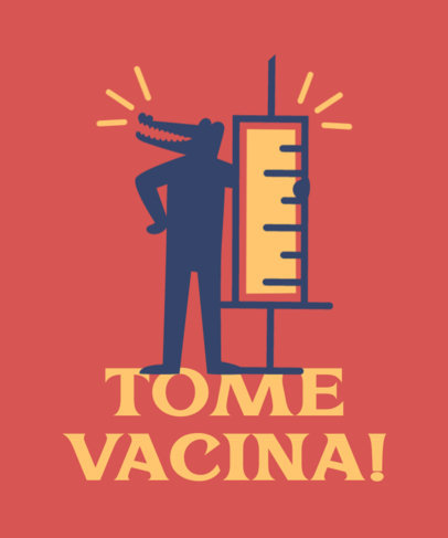 Illustrated T-Shirt Design Template Featuring a COVID-19 Vaccine Graphic 