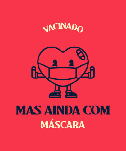 COVID Vaccine-Themed T-Shirt Design Maker with a Portuguese Quote and a Cartoon