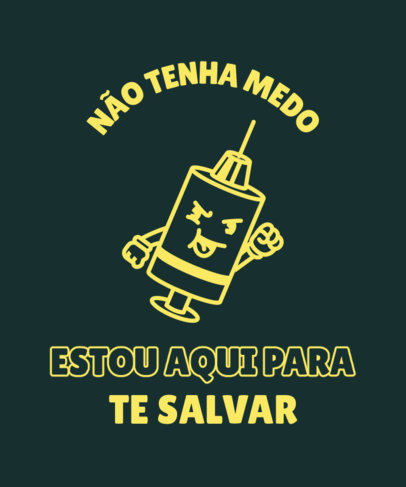 Quote T-Shirt Design Template Featuring a COVID Vaccine Cartoon