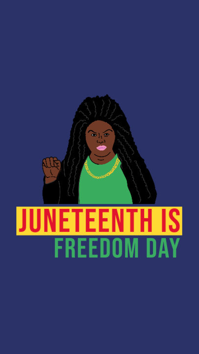 Juneteenth-Themed  Instagram Story Generator Featuring a Woman Illustration 3773a