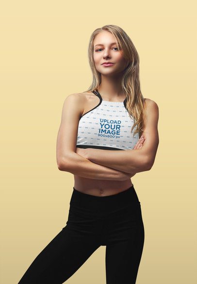 Sports Bra Mockup of a Fierce Young Woman Crossing Arms 38553-r-el2