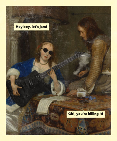 T-Shirt Design Creator with a Vintage Painting Featuring Humorous Lines