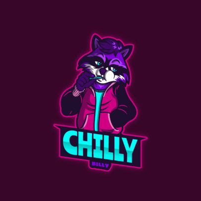 Furry-Themed eSports Logo Template featuring a Raccoon Character