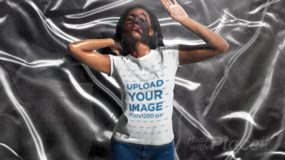 T-Shirt Video of a Woman Blocking the Sun From Her Face