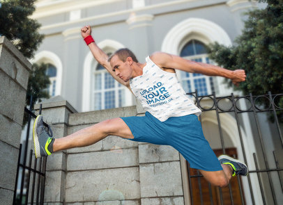 Sublimated Tank Top Mockup of a Quirky Man Jumping 40866-r-el2