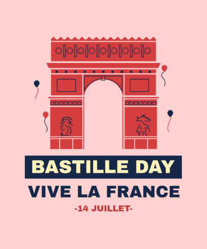 Holiday T-Shirt Design Template to Celebrate France's Bastille Day