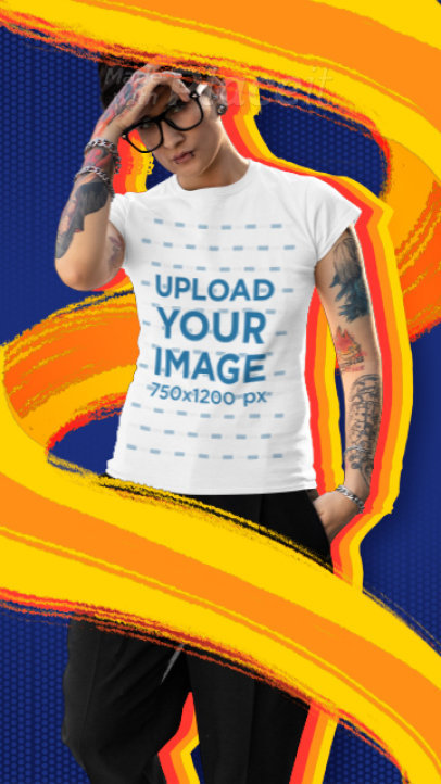 T-Shirt Video Generator Featuring a Woman With an Androgynous Style 