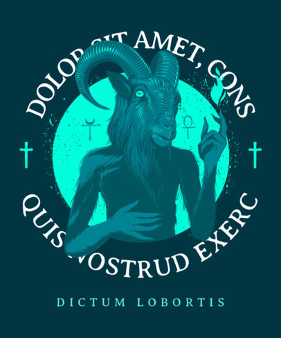 T-Shirt Design Template Featuring Baphomet Graphics