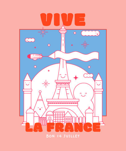 Illustrated T-Shirt Design Maker for Bastille Day 