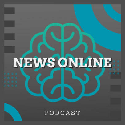 World News & Politics Podcast Cover Generator Featuring a Brain Clipart 4398c