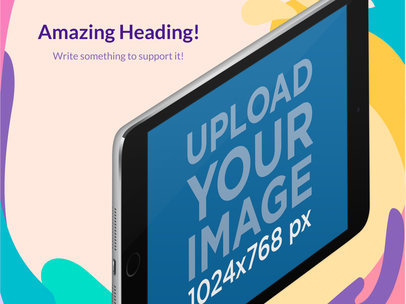 Mockup of a Black iPad Angled in Landscape Position