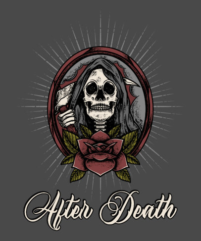 T-Shirt Design Template Featuring an Illustration of the Grim Reaper