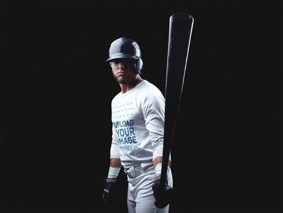 Baseball Uniform Builder - Front Shot of a Batter in Dark Room