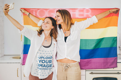 Heather Tank Top Mockup of a Woman Taking a Selfie With Her Girlfriend M7071-r-el2