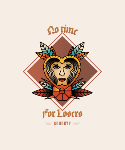 T-Shirt Design Template with a Cool Tattoo Illustration