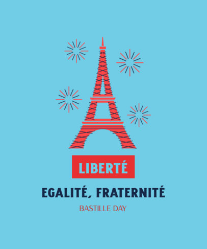 Bastille Day-Themed T-Shirt Design Maker Featuring the Eiffel Tower