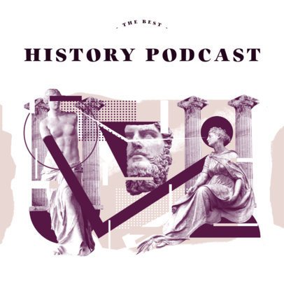 History Podcast Cover Template with Ancient Greek Sculptures 4411A