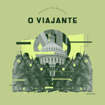 Cover Generator for a History Podcast Featuring a Collage with Vintage Pictures 4411B