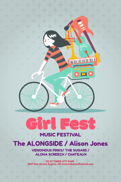 Music Festival Poster Maker for Female Artists Music 60b