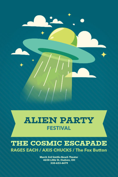 Party Poster Template with Outer Space Graphics 60E