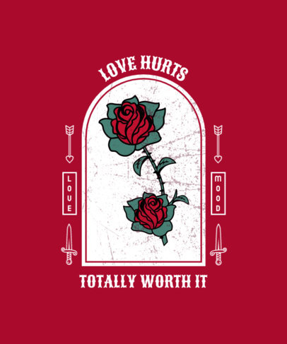 T-Shirt Design Template with Roses in the Style of Tattoos
