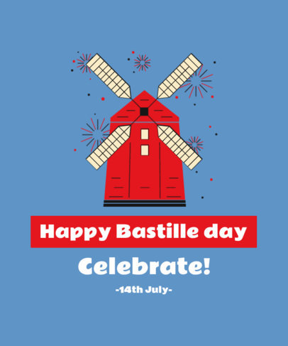 Bastille Day-Inspired T-Shirt Design Creator Featuring the Moulin Rouge