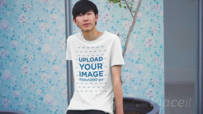 T-Shirt Video Featuring a Confident Young Man Posing