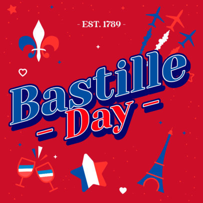 Festive Instagram Post Creator for Bastille Day 3771c