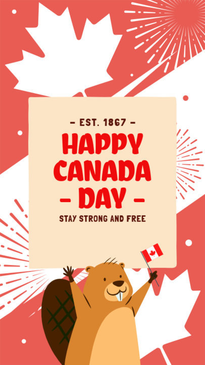 Instagram Story Template To Celebrate Canada Day Featuring a Beaver Clipart 