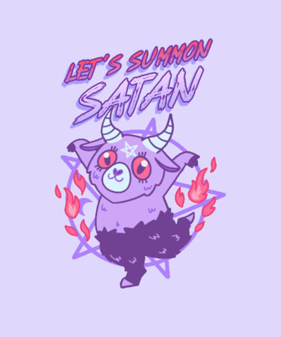 T-Shirt Design Template Featuring a  Baphomet Cartoon Dancing
