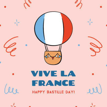 Instagram Post Design Maker with a Happy Bastille Day Message 3772f