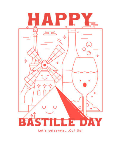 T-Shirt Design Maker for a Happy Bastille Day with Smiling Cartoons