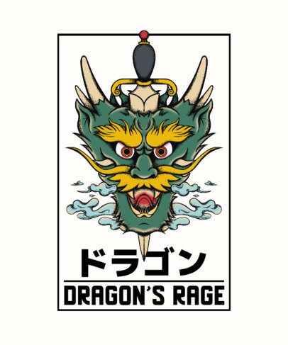 Dragon-Themed T-Shirt Design Creator with a Japanese Tattoo Style