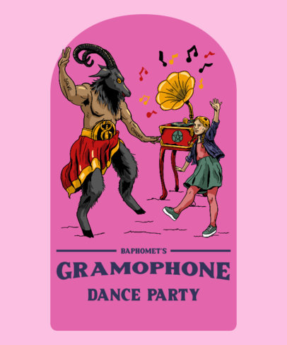 T-Shirt Design Maker Featuring a Silly Illustration of a Girl Dancing with a Demon 3763a
