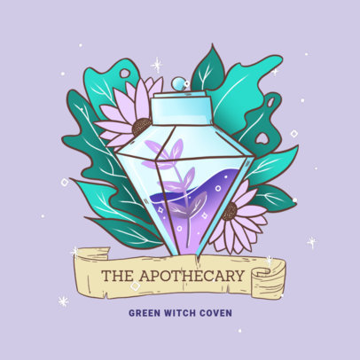 Illustrated Logo Creator with a Green Witchcraft Theme