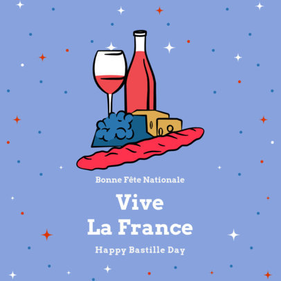 Instagram Post Design Template with France-Allusive Icons 3772b
