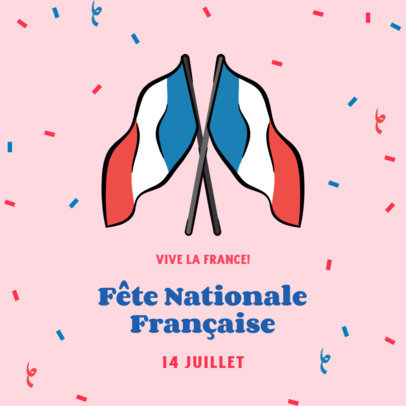 Instagram Post Design Template to Celebrate July 14 Featuring the French Flag 3772d