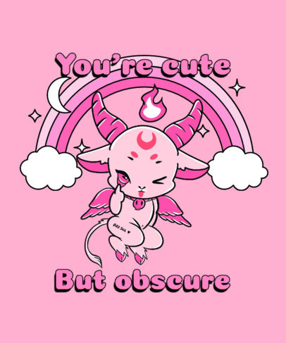 Kawaii T-Shirt Design Template with an Illustration of the Devil
