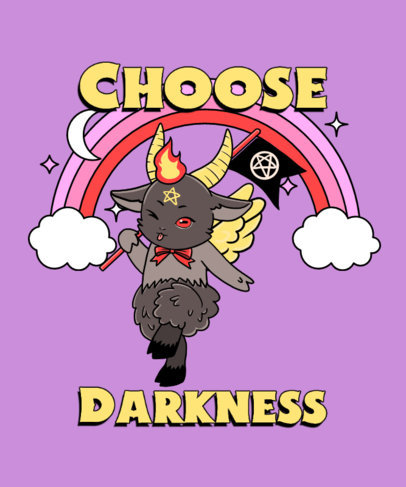T-Shirt Design Creator with a Kawaii Graphic of Baphomet and a Rainbow
