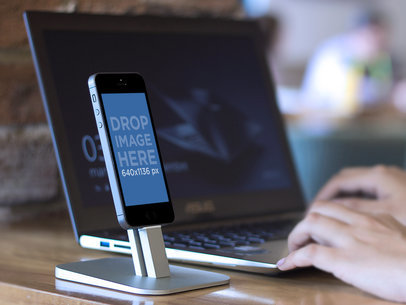 iPhone 5s Space Grey With Stand At Work