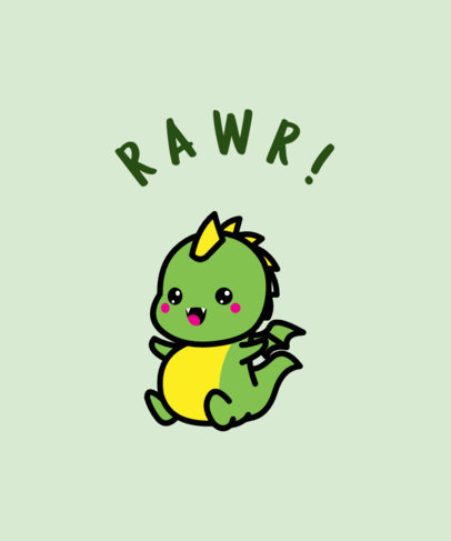 T-Shirt Design Maker Featuring a Kawaii T-Rex Graphic 