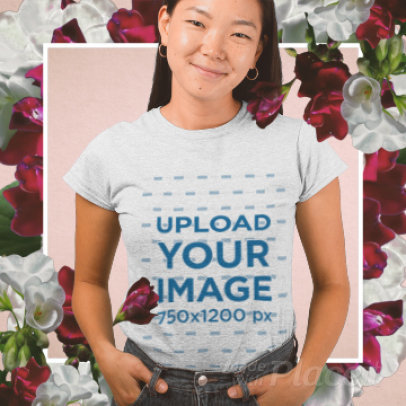 T-Shirt Video Featuring a Woman and Flowers Animated in Stop Motion