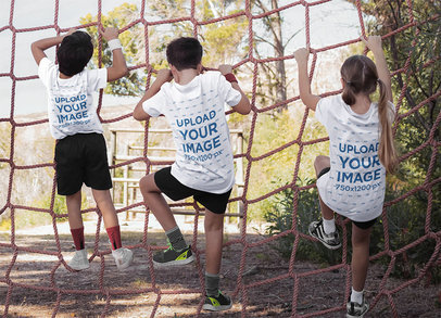 T-Shirt Mockup of Three Kids Climbing a Net 41897-r-el2