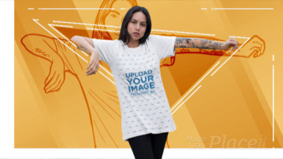 Unisex T-Shirt Video of a Woman with Arm Tattoos Posing in an Urban Setting